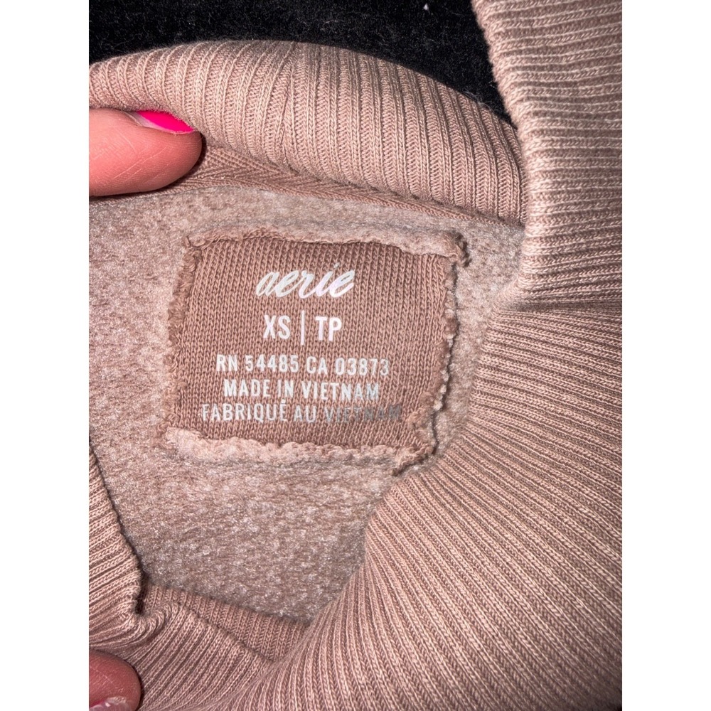 Aerie Mock Neck Oversized Sweatshirt Mauve Pink Long Sleeve Pullover XS - Picture 2 of 5